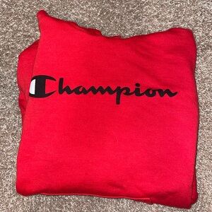 Champion, Red Long sleeved hoodie with hoodie strings, Size:S/Small.